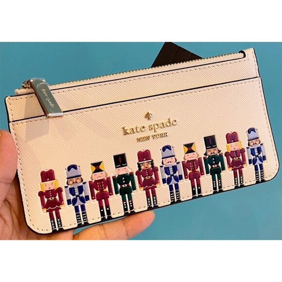 S Kate Spade Nutcracker Large Slim Cardholder Wallet KJ071 NWT Meringue White - Picture 7 of 11